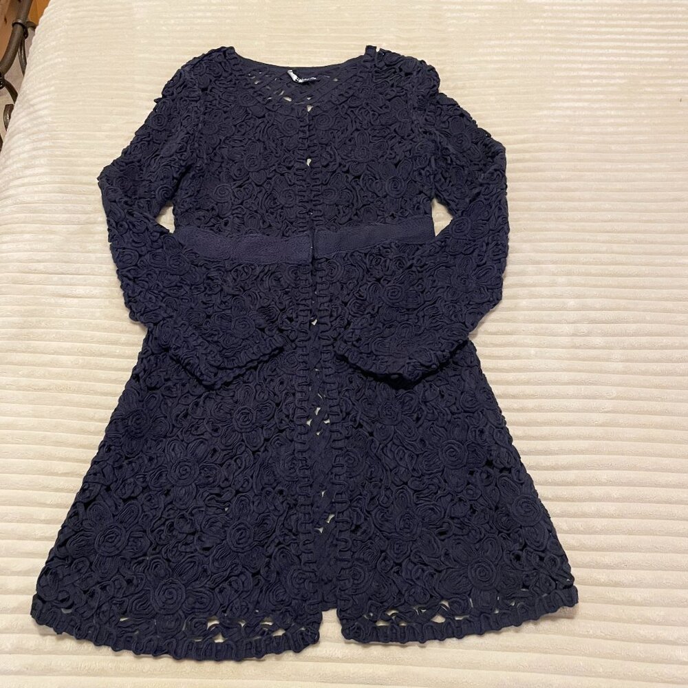 Stunning Crochet Dark Navy Blue jacket size small
